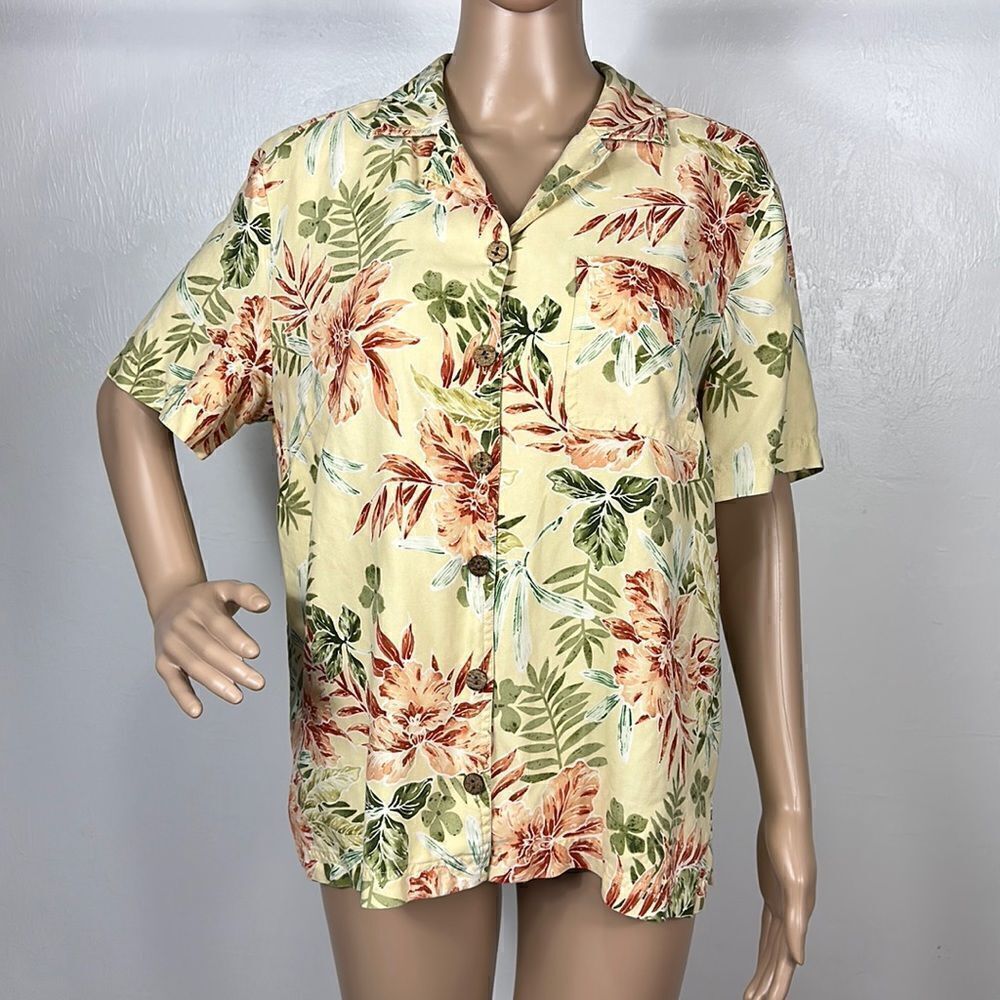 Kriss Kross Silk Tropical Hawaiian Short Sleeve Button Down Shirt Size 10